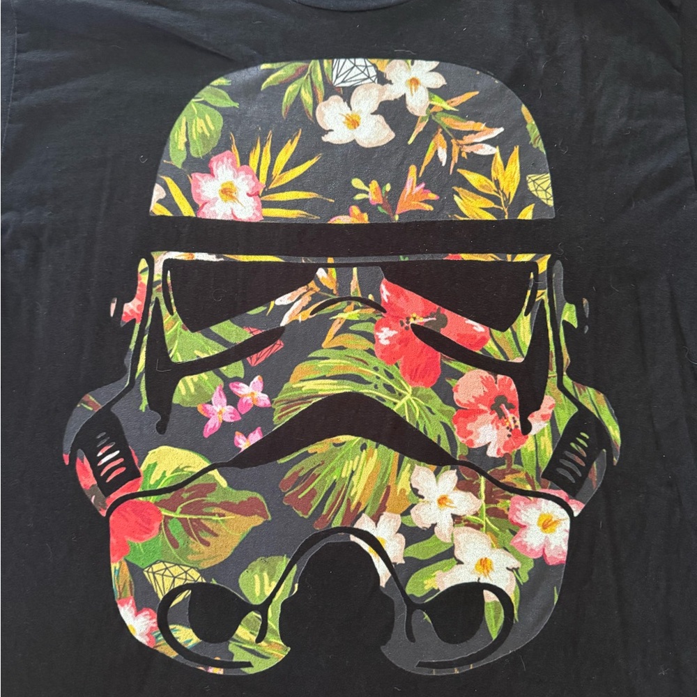 Star Wars Black Floral Stormtrooper T Shirt Mens Large Hawaiian